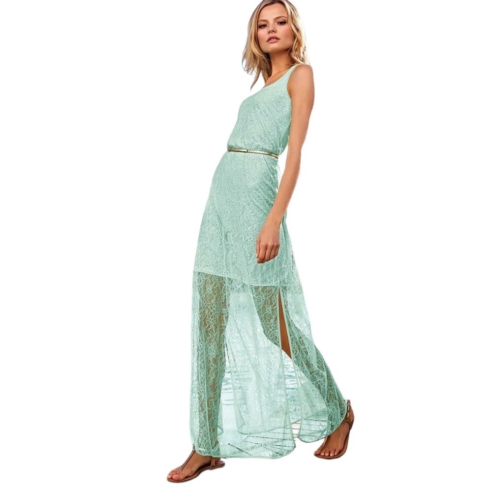 Victoria's Secret Aqua Blue Elegant Lace Maxi Dress Size Large